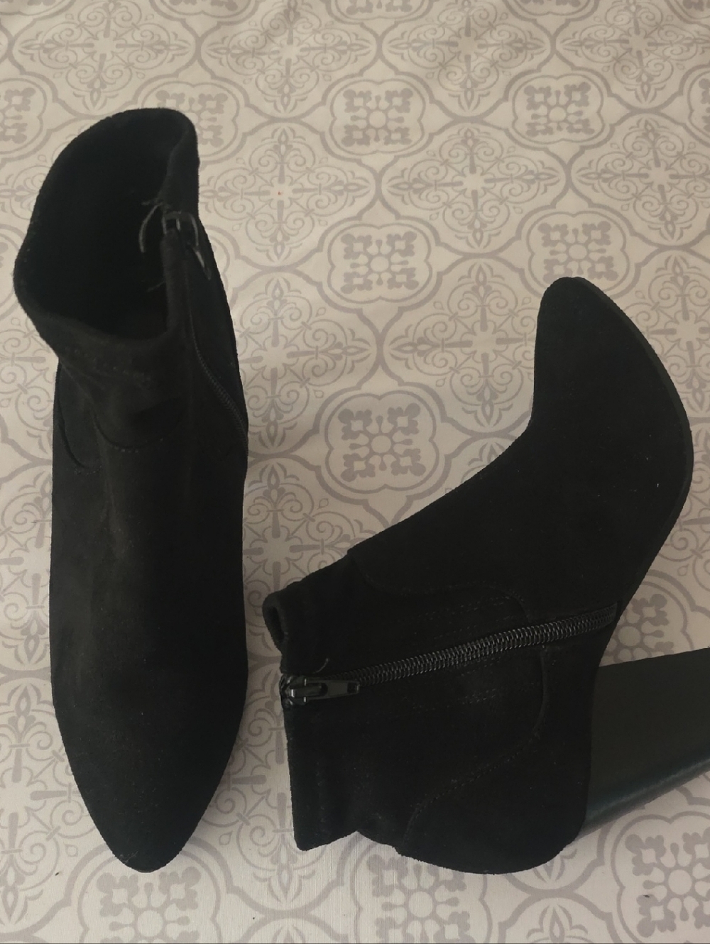 Aldo Black Suede Pointed Toe Ankle Booties